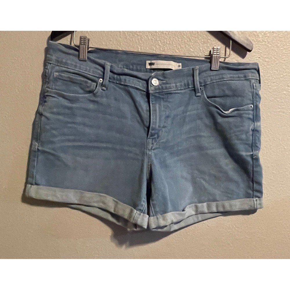 Levi's Womens Denim Shorts Size 32 Blue Cuffed Mid‎ Rise Casual Everyday